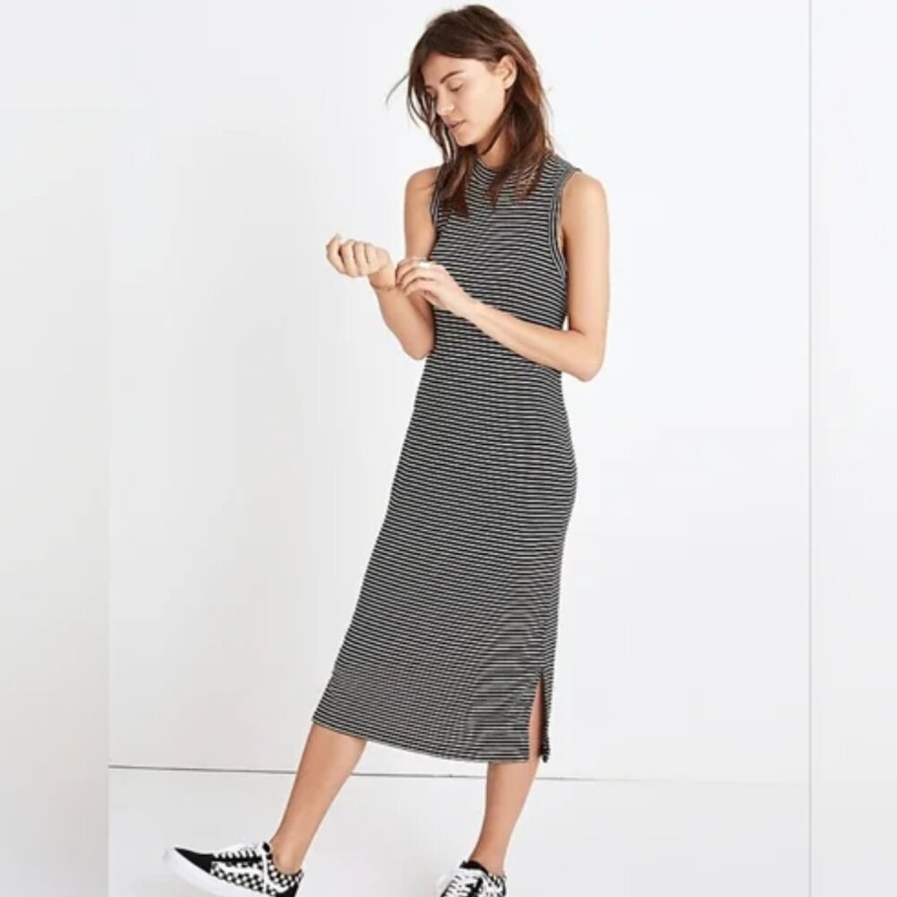 Madewell Mockneck Striped Dress